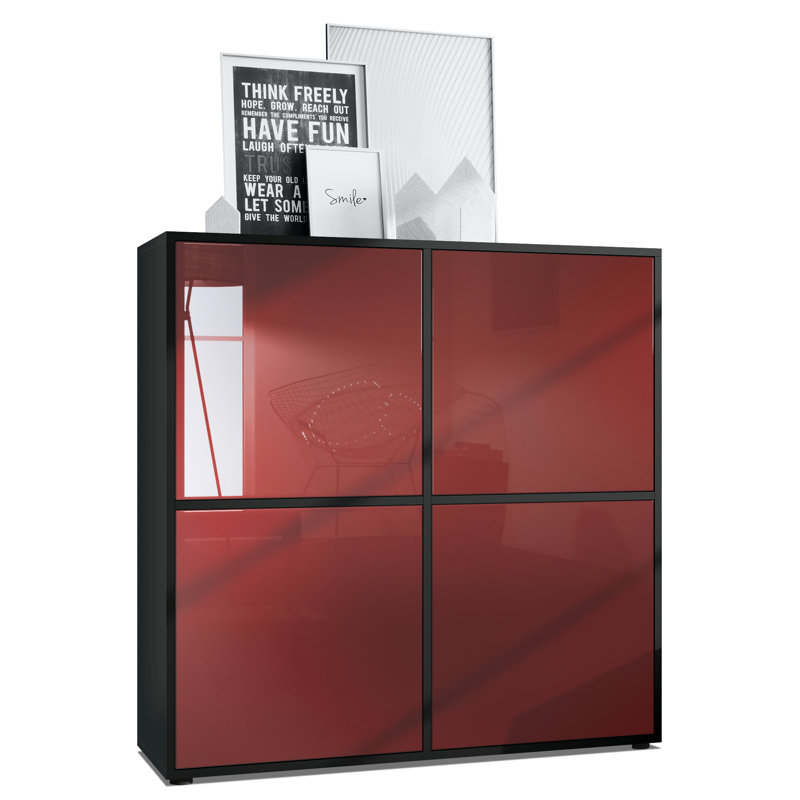 Mccafferty 104cm Sideboard, Black Matt/Bordeaux High Gloss