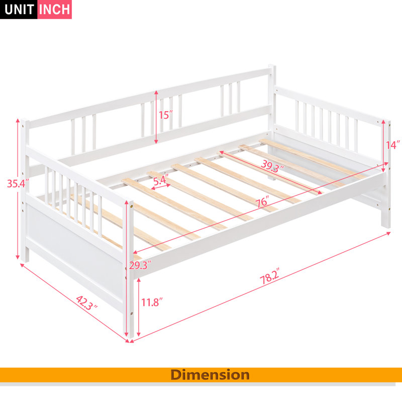 Lit de jour moderne en bois massif, multifonctionnel, taille simple, Blanc