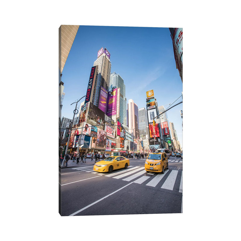 Yellow Cabs At Times Square, New York City, USA by Jan Becke - Wrapped Canvas Print, 20.32 cm H x 30.48 cm W
