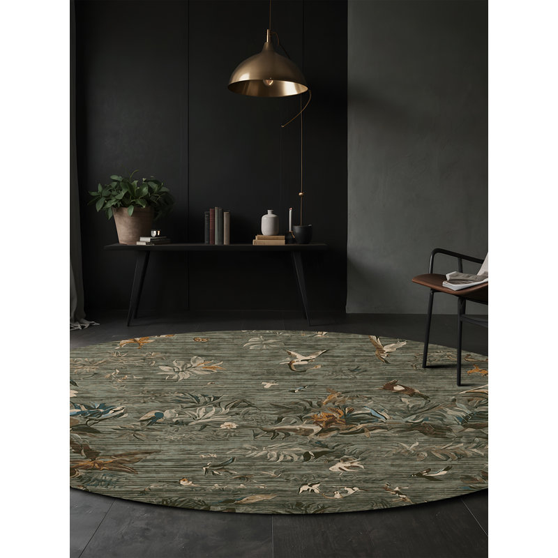 Tapis brun soyeux et moelleux, Rond 3 pi