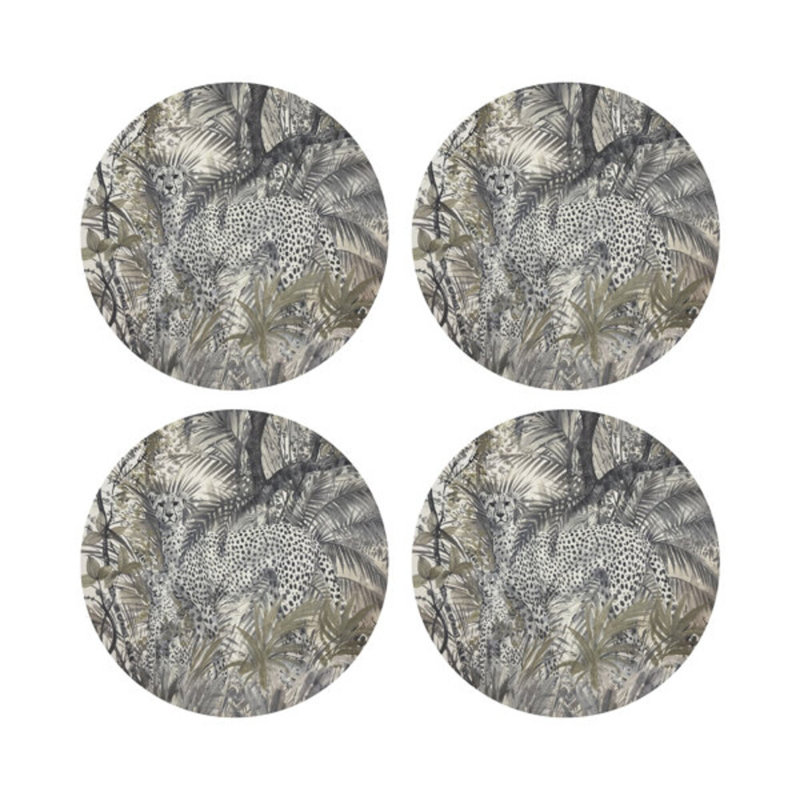 Arcadia Chettah Vegan Leather Round Coasters