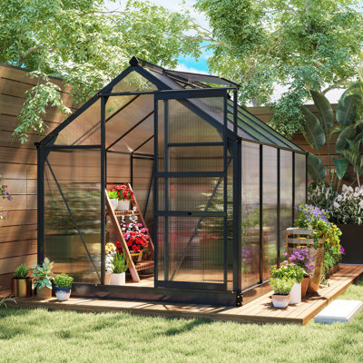 Serre de jardin en polycarbonate en aluminium 6 pi x 8 pi x 6,6 pi