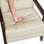Fauteuil contemporain en cuir beige, respirant et d'appoint avec accoudoirs roulés au fini noyer-4535953