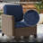 All-weather Wicker 3-seat Patio Sofa With Curved High Back, Washable Plush Cushions, Perfect For Porch, Deck, Garden & Small-space Seating-Blue-996242751