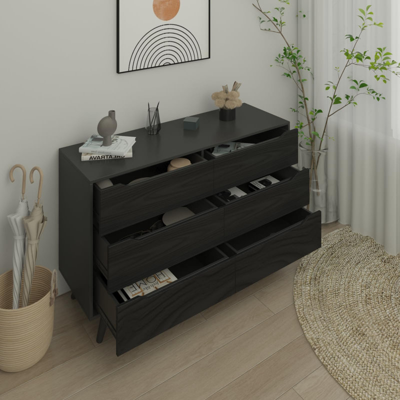 Jhelani 47.2'' W 6 - Drawer Dresser, Black