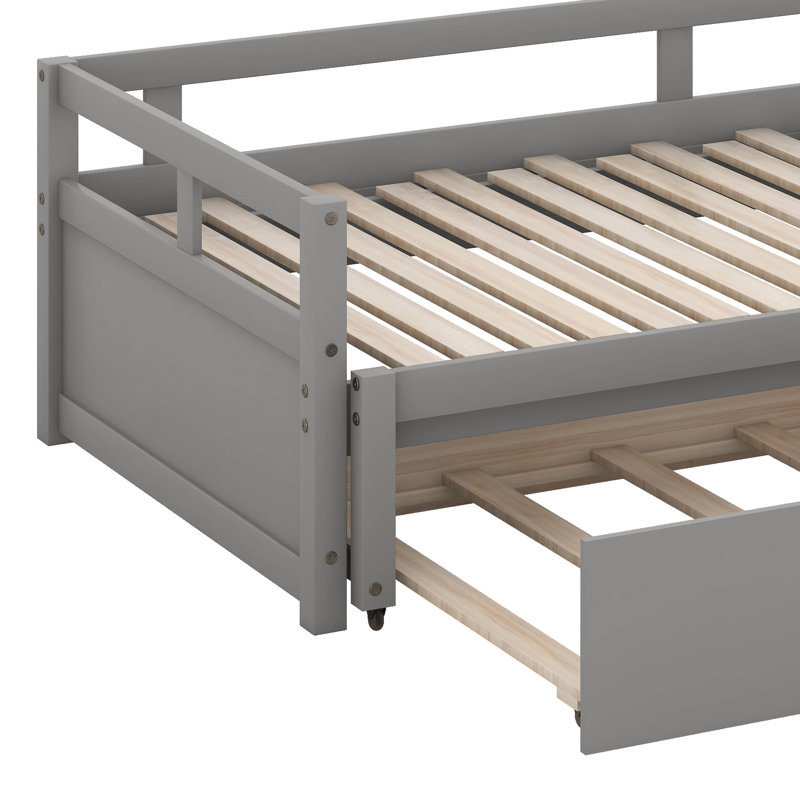 Twin Size Extendable Daybed With Trundle Beds, Wood Daybed Frame With Pull Out Trundle, Twin To King Design Extending Daybed