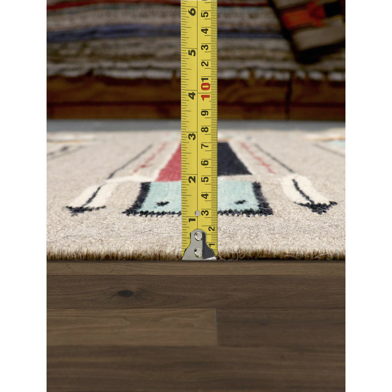 Tapis rectangulaire en laine tissé à plat à la main en moka / bleu / orange, Rectangle 3 pi 2 po x 4 pi 11 po
