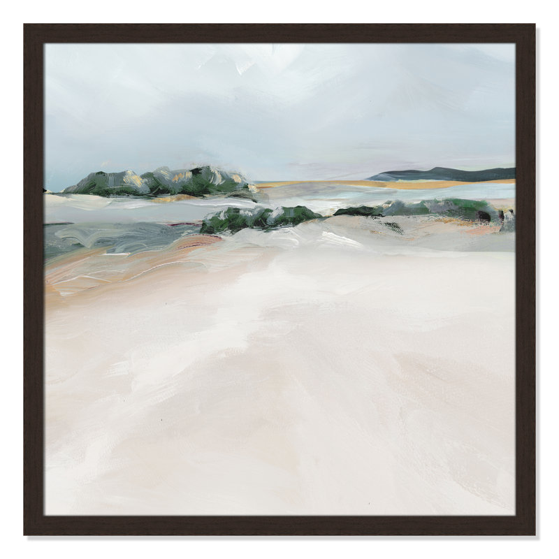 Sentier chatoyant - Peinture sur papier encadrée, Encadré de bois de noyer, H 33 po x l 33 po x P 1,12 po