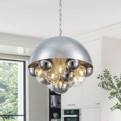 Dome Shade With 10-light Glass Globe Pendant