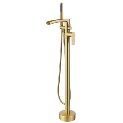 Freestanding Brass Tub Filler with Hand Shower