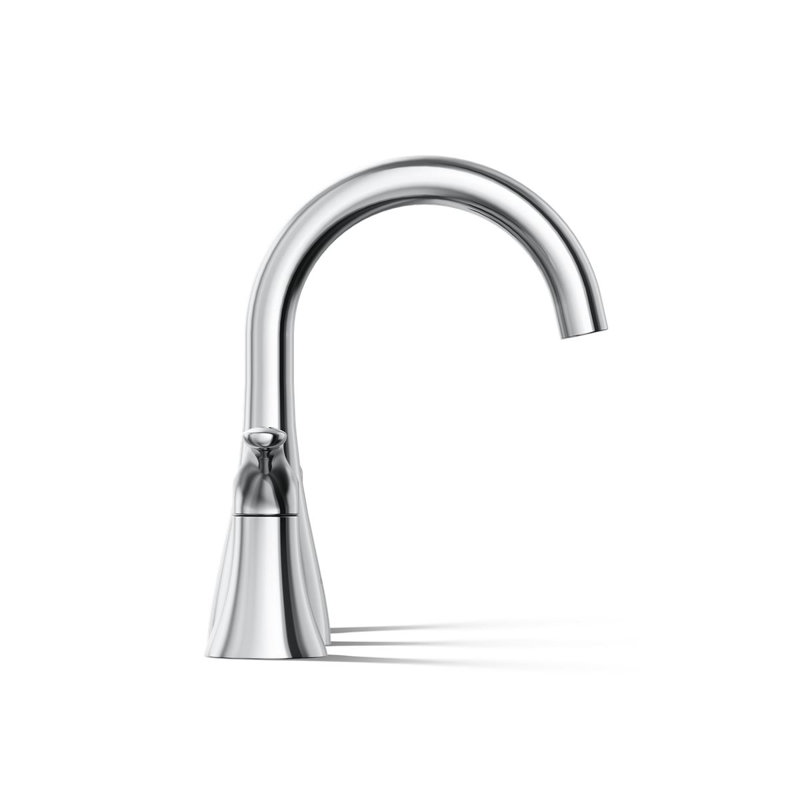 Simplice Widespread Bathroom Sink Faucet, Three-Hole Bathroom Faucet with Clicker Drain, 0.5 GPM, Silver