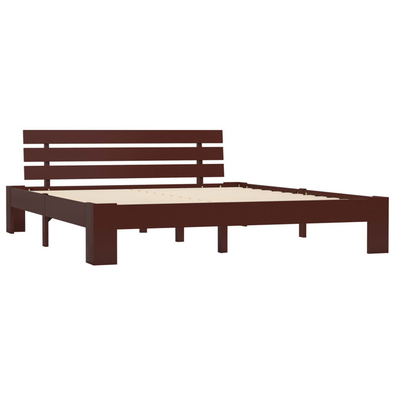 vidaXL Bed Frame Solid Pine Wood, Dark Brown, European Kingsize (160 x 200 cm)