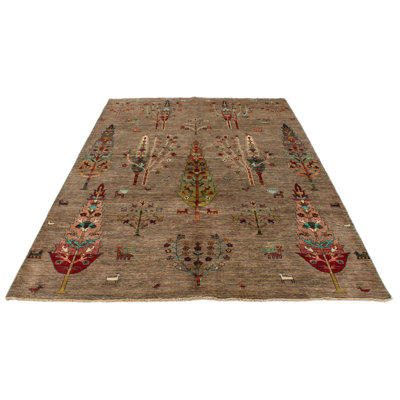 6x9 Brown and Multicolor Tribal Rug