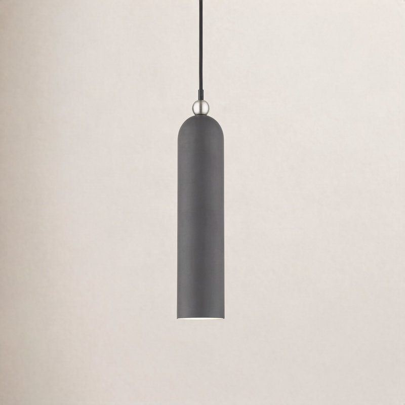 Luminaire suspendu cylindrique en métal 1 lumière à intensité variable Hanne, Gris scandinave