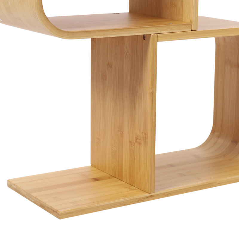 S-Shaped Creative Open Floor Standing Bookcase, (5 Shelves) 65"H x 22"W x 9.05"D