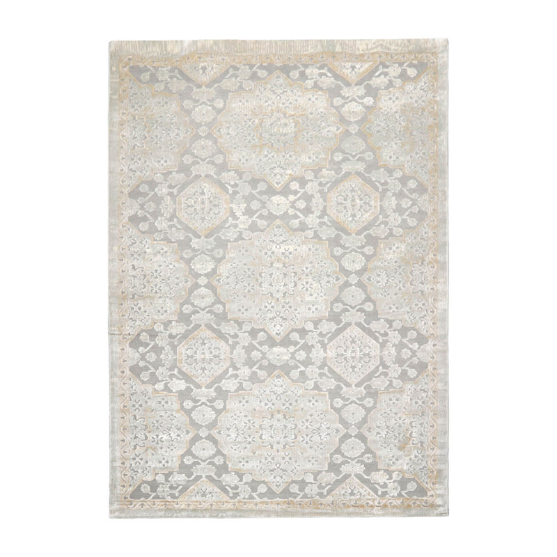 Tapis oriental gris en polypropylène KPSI fabriqué à la machine 7 po 11 po x 11 po 2 po Canora