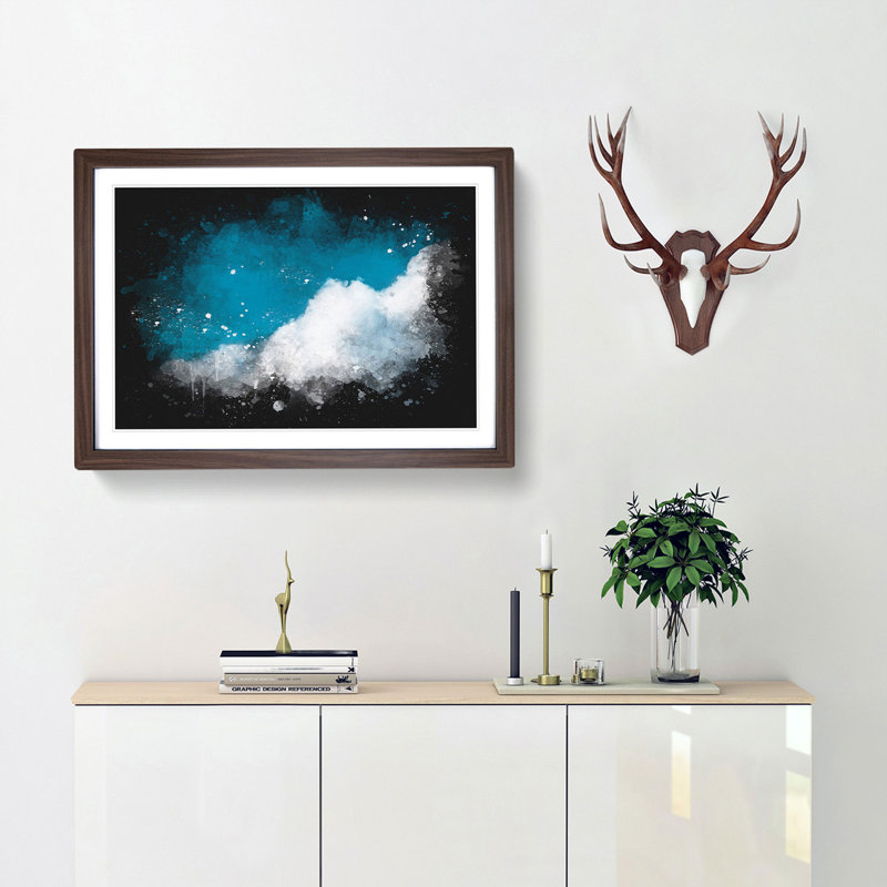 Crisp Clouds - Framed Print, 62cm H x 87cm W x 2cm D, Walnut Framed