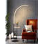 Crescenté Arc Floor Lamp With Remote Dimmable Led Adjustable Colour Temperature Black Marble Base & White Tray Modern Home Lighting