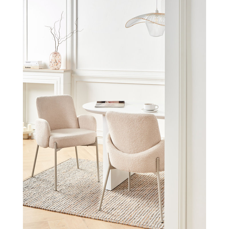 50cm H Boucle Upholstered Upholstered Back Armchair in Beige