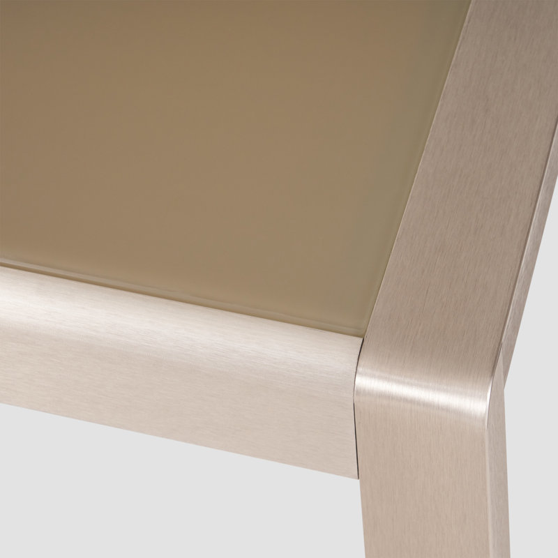 Algona Square Glass Outdoor Side Table, Silver/Matte Grey