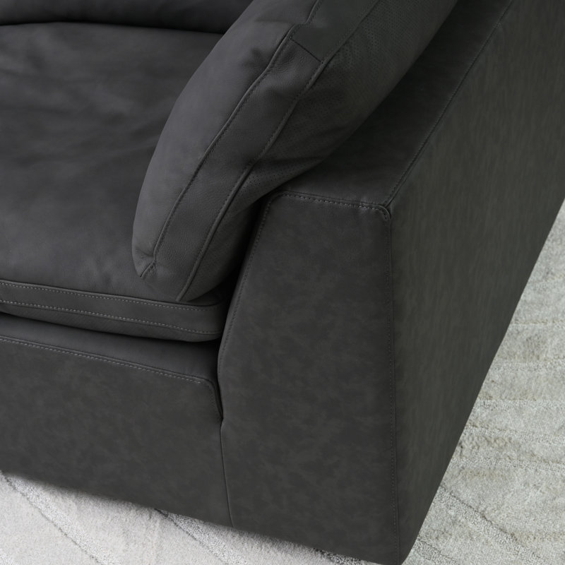 Canapé modulaire en cuir nubuck gris Jojo Fletcher Luxe