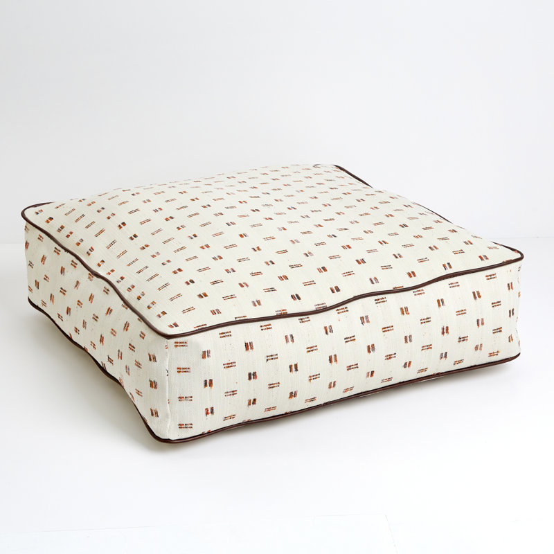 Sinkler Upholstered Pouf, Ivory Polyester