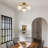 3- Lights 20.08'' Modern Black/Brass Iron Glass Cover Globe Semi Flush Mount Lighting For Bathroom/Hallway/Entryway-1727499687