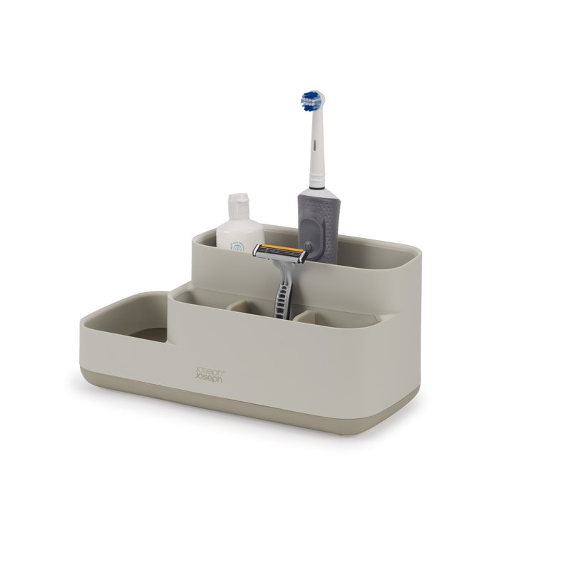 EasyStore Bathroom Countertop Storage Tray Organizer, Ecru