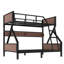 Twin Over Full Metal Bunk Bed with Shelves & LED Lights, Space-Saving & Safe Design