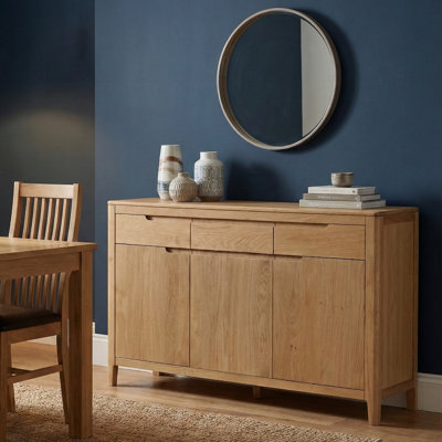 Remi 120 Cm Wide 3 Drawer Solid Oak Sideboard