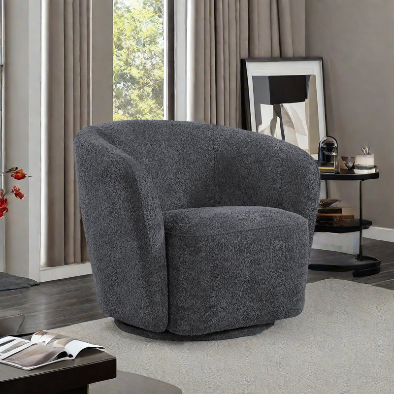 31.1"Width 360-degree swivel Barrel Chair, Dark Gray Foam Padding