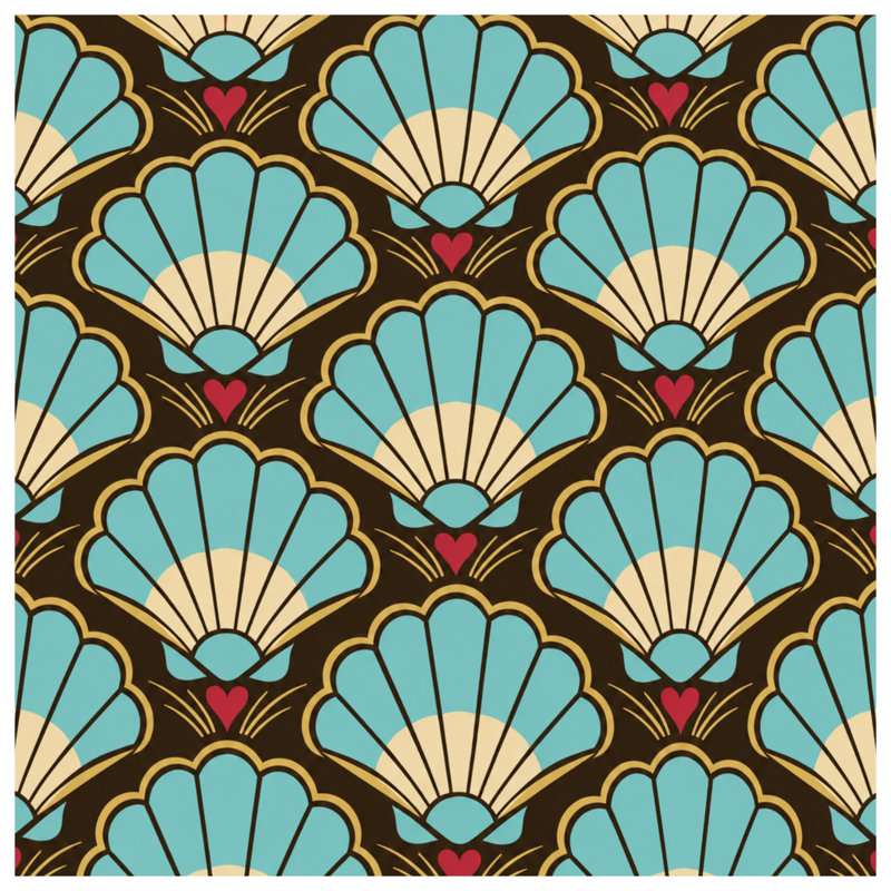 Coussins Scallop Shells Hearts, 18 x 18 inches