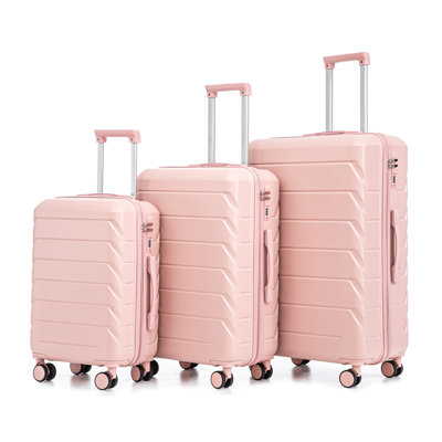 HIFINE TOURIST 20"/24"/28" 3 pcs/set in ABS Spinner Wheel Luggage, Matching Color , With Combination Lock (Pink)