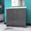 Armoire de salle de bain autoportante en bois massif l 36 po x P 21,5 po avec tiroir en queue d'aronde et porte à fermeture en douceur (assemblé)-92666609