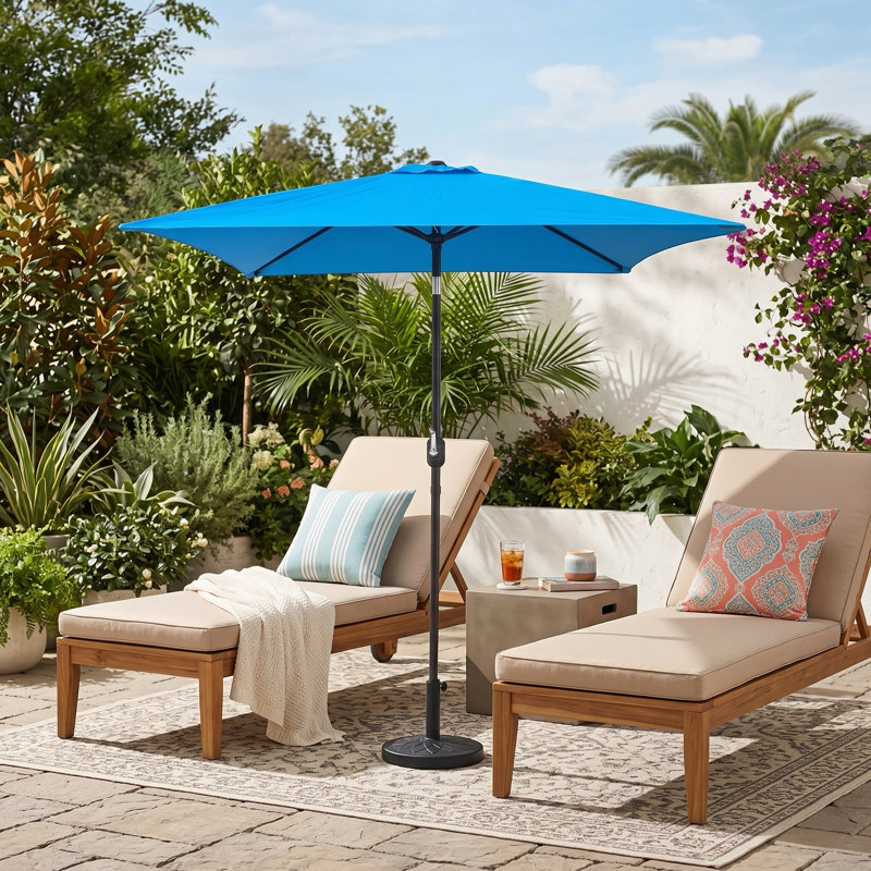 better home and garden patio umbrellas PURPLE LEAF 15x9ft Double-Sided Rectangular Outdoor Market Umbrella with Base, Light Grey use hand crank handle to smoothly open or close the canopy and an auto Mirjanka 78'' Market Umbrella