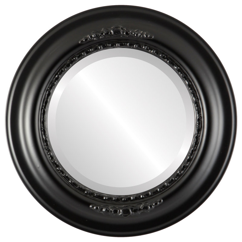 Miroir décoratif rond encadré Wisbech, H 19 po x l 19 po, Noir mat