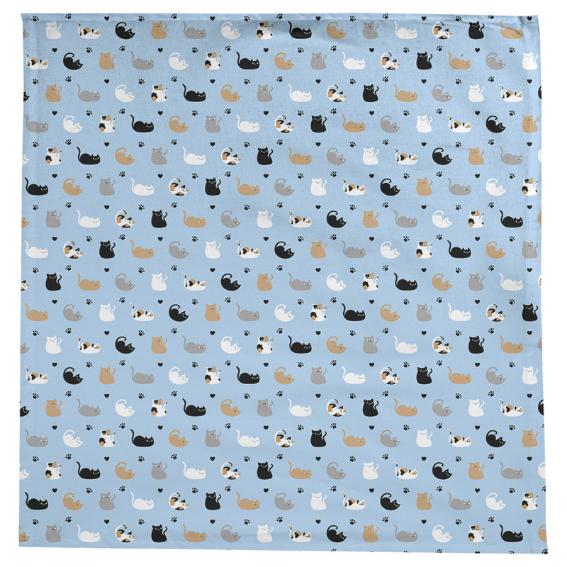 Leffel Cat Pattern Tablecloth, Light Blue