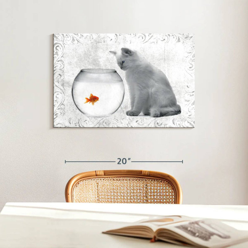 Goldfish And Cat, 16" H x 24" W
