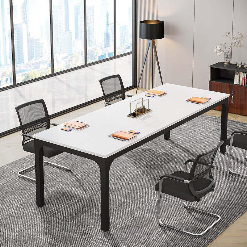 Mareme Rectangular Meeting Table, White/Black