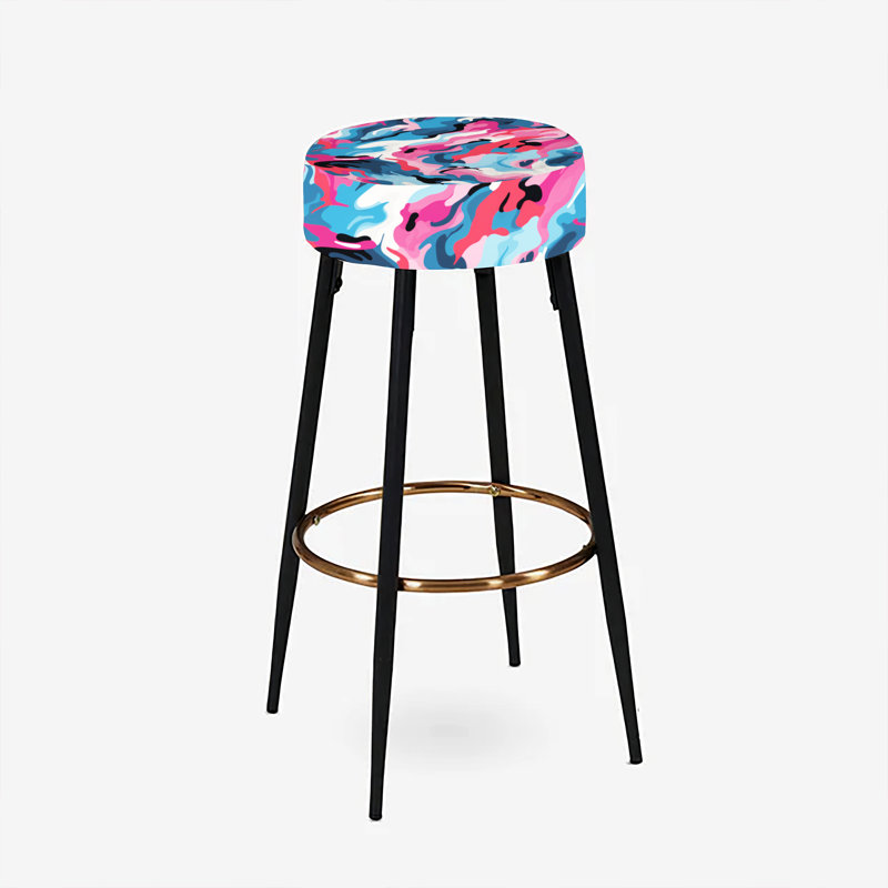 Ensemble de 2 tabourets de bar tribaux roses et bleus