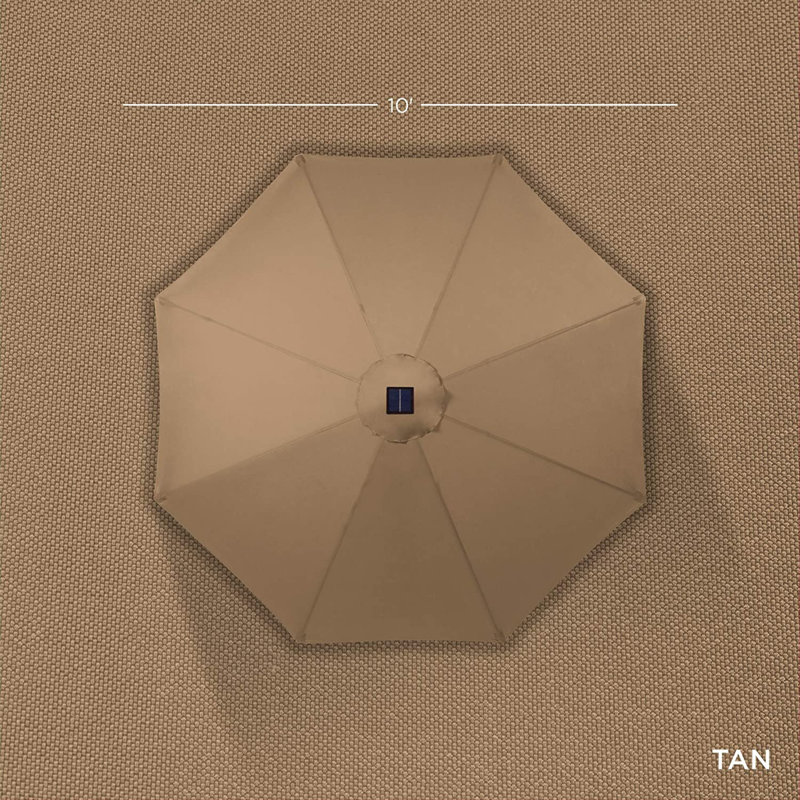 Parasol lumineux solaire à DEL avec ajustement de l'inclinaison 10 pi Shearer, tissu résistant aux rayons UV, Brun clair