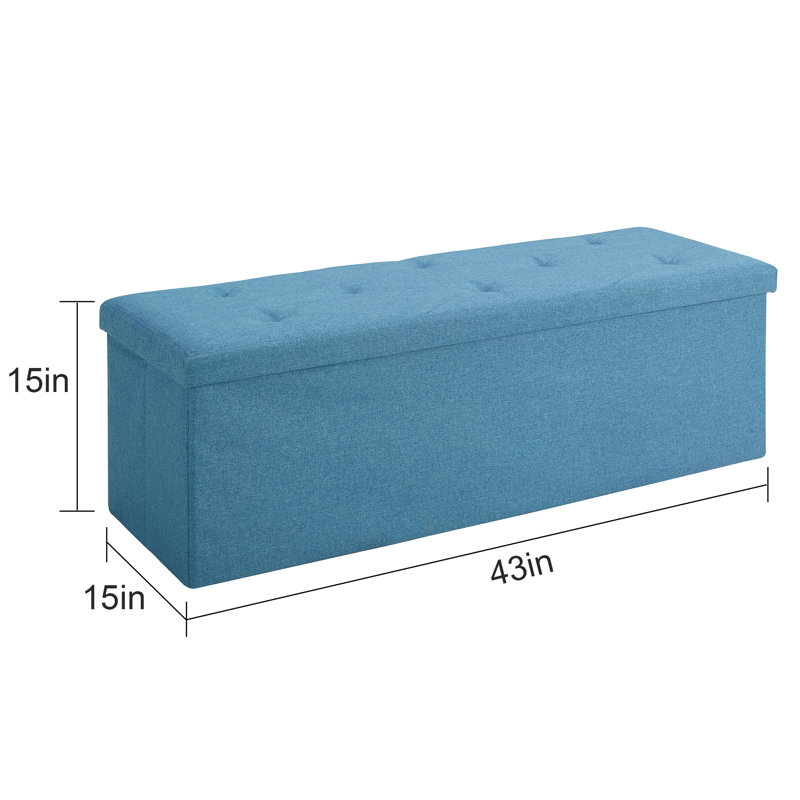 Upholstered Ottoman, Blue Polyester Blend