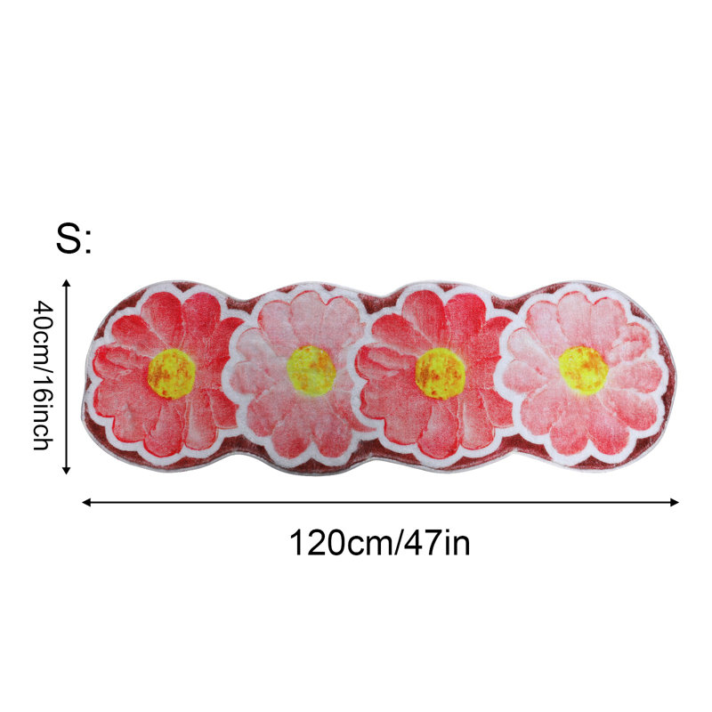 Pastoral Flower Bedroom Bedside Rug For Sofa Coffee Table Kids Home Decor Aesthetic, Pink, Novelty 3'11" x 1'4"