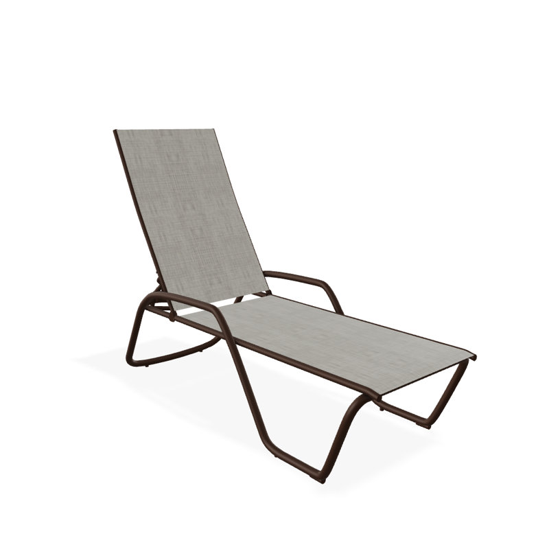 Outdoor Rust-Resistant Metal Chaise Lounge, Textured Kona, Smoke