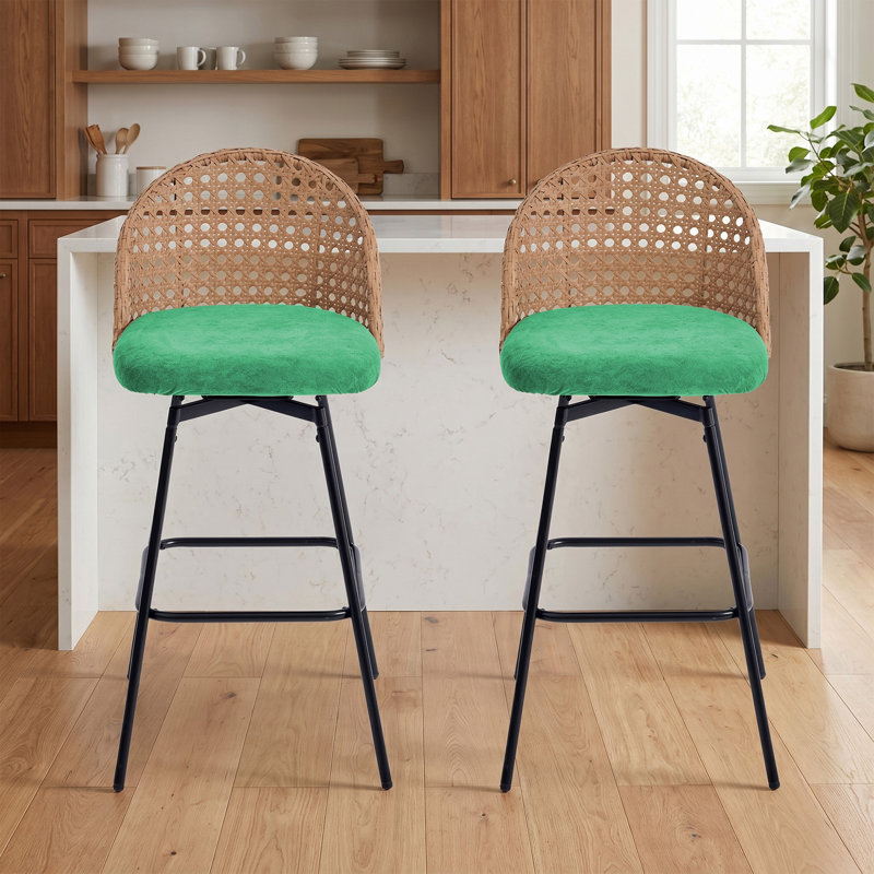Swivel Yes Chenille Bar Stool, Black