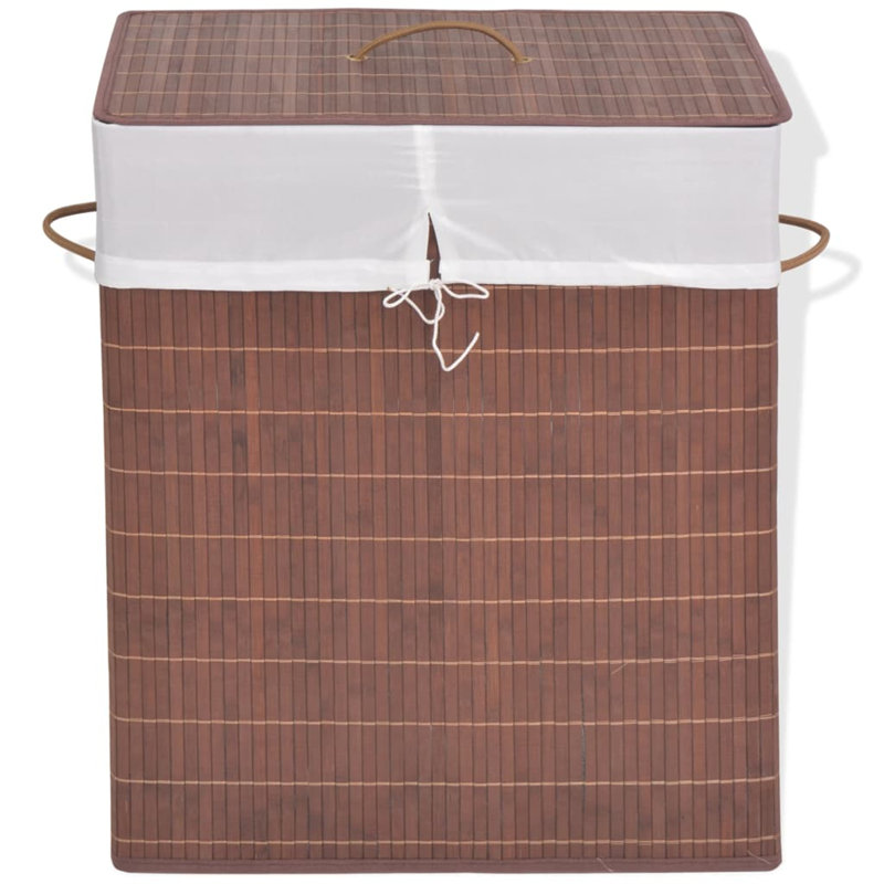 Bay Isle Home Bamboo Laundry Bin, Brown, Rectangular, 60cm H x 52cm W x 32cm D