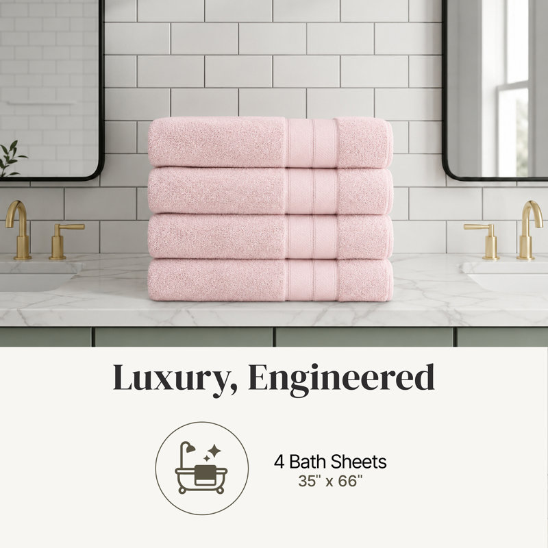 Modern Threads 4-Pack SpunLoft™ Bath Sheet Set, Blush