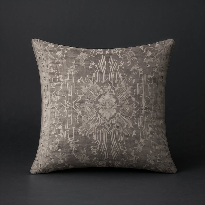 Coussin décoratif intérieur / extérieur gris Modern Modern, Carré 16 po, Gris / brun clair / brun clair oriental