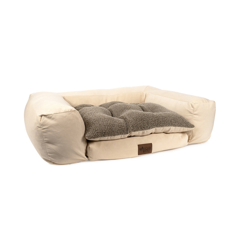 Canapé rectangulaire orthopédique pour animaux avec housse amovible, Petit (l 47 po x P 32 po x H 9 po), Os