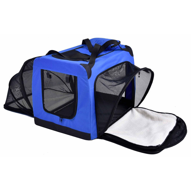 Cage pour chien extensible à double face pliable en métal Pet Hounda, Moyen (H 20,5 po x l 20,5 po x P 27,5 po), Bleu